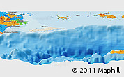 Shaded Relief Panoramic Map of Vieques, political outside