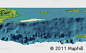 Shaded Relief Panoramic Map of Vieques, satellite outside