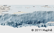 Shaded Relief Panoramic Map of Vieques, semi-desaturated