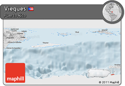 Silver Style Panoramic Map of Vieques