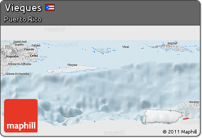 Silver Style Panoramic Map of Vieques