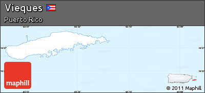 Classic Style Simple Map of Vieques, single color outside