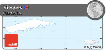 Classic Style Simple Map of Vieques, single color outside