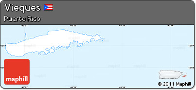 Classic Style Simple Map of Vieques, single color outside