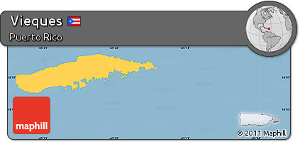 Savanna Style Simple Map of Vieques, single color outside