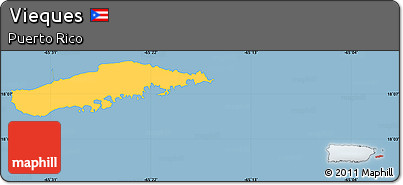 Savanna Style Simple Map of Vieques, single color outside