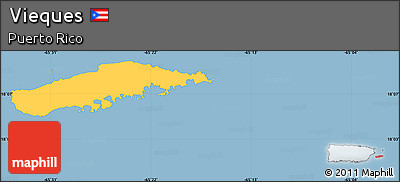 Savanna Style Simple Map of Vieques, single color outside