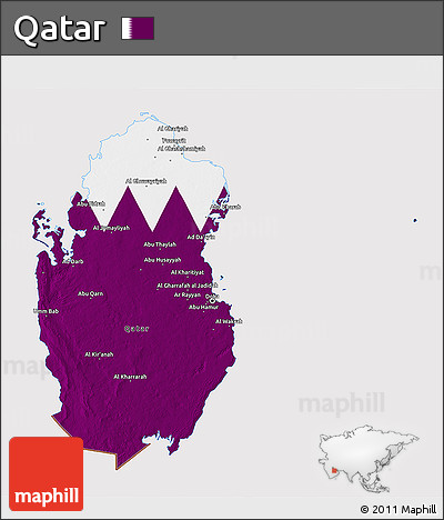 Flag 3D Map of Qatar, flag rotated