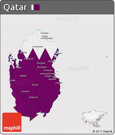 Flag 3D Map of Qatar, flag rotated
