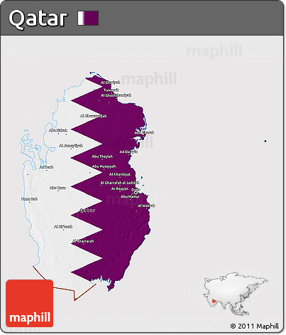 Flag 3D Map of Qatar