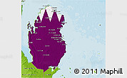 Flag 3D Map of Qatar, physical outside, bathymetry sea, flag aligned to the middle