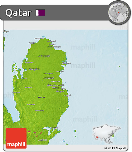 Physical 3D Map of Qatar