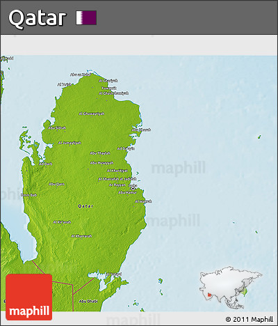 Physical 3D Map of Qatar