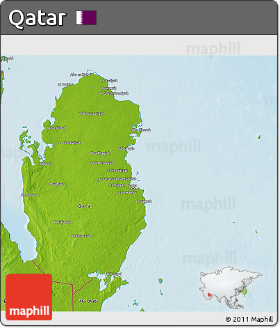 Physical 3D Map of Qatar