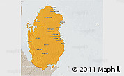 Political 3D Map of Qatar, lighten, semi-desaturated