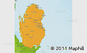 Political Shades 3D Map of Qatar, physical outside