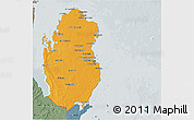 Political Shades 3D Map of Qatar, semi-desaturated