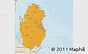 Political Shades 3D Map of Qatar, shaded relief outside, bathymetry sea