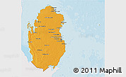 Political Shades 3D Map of Qatar, single color outside