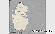 Shaded Relief 3D Map of Qatar, darken, desaturated