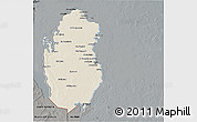 Shaded Relief 3D Map of Qatar, darken, semi-desaturated