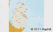 Shaded Relief 3D Map of Qatar, political outside
