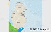 Shaded Relief 3D Map of Qatar, political shades outside