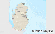 Shaded Relief 3D Map of Qatar, single color outside, bathymetry sea
