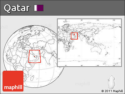 Blank Location Map of Qatar, within the entire continent