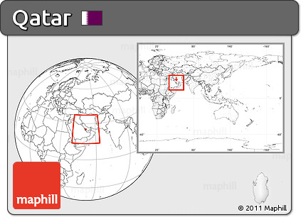 Blank Location Map of Qatar, within the entire continent