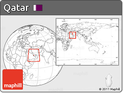 Blank Location Map of Qatar, within the entire continent