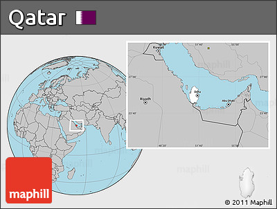 Blank Location Map of Qatar, gray outside