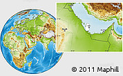 Blank Location Map of Qatar, physical outside