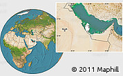 Blank Location Map of Qatar, satellite outside