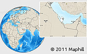 Blank Location Map of Qatar, shaded relief outside