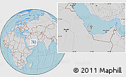 Gray Location Map of Qatar, lighten, desaturated, land only, hill shading