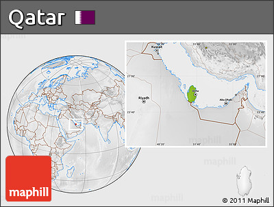 Physical Location Map of Qatar, lighten, desaturated