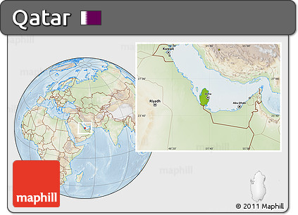 Physical Location Map of Qatar, lighten