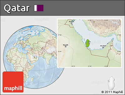 Physical Location Map of Qatar, lighten