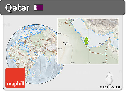 Physical Location Map of Qatar, lighten, semi-desaturated