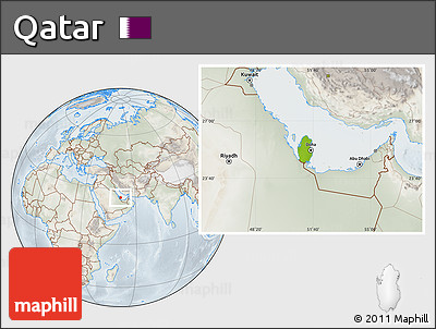 Physical Location Map of Qatar, lighten, semi-desaturated