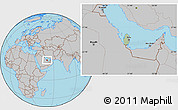 Savanna Style Location Map of Qatar, gray outside, hill shading inside