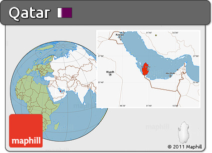 Savanna Style Location Map of Qatar, highlighted continent