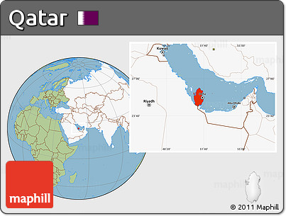 Savanna Style Location Map of Qatar, highlighted continent