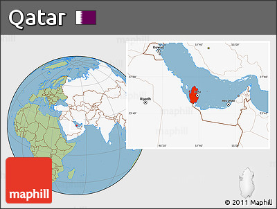 Savanna Style Location Map of Qatar, highlighted continent