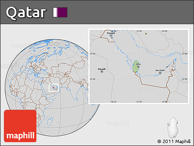 Savanna Style Location Map of Qatar, lighten, desaturated