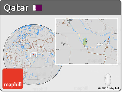 Savanna Style Location Map of Qatar, lighten, desaturated