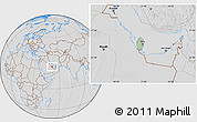 Savanna Style Location Map of Qatar, lighten, desaturated, hill shading