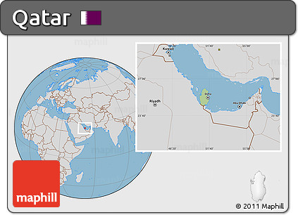 Savanna Style Location Map of Qatar, lighten, desaturated, land only
