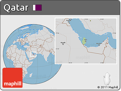 Savanna Style Location Map of Qatar, lighten, desaturated, land only